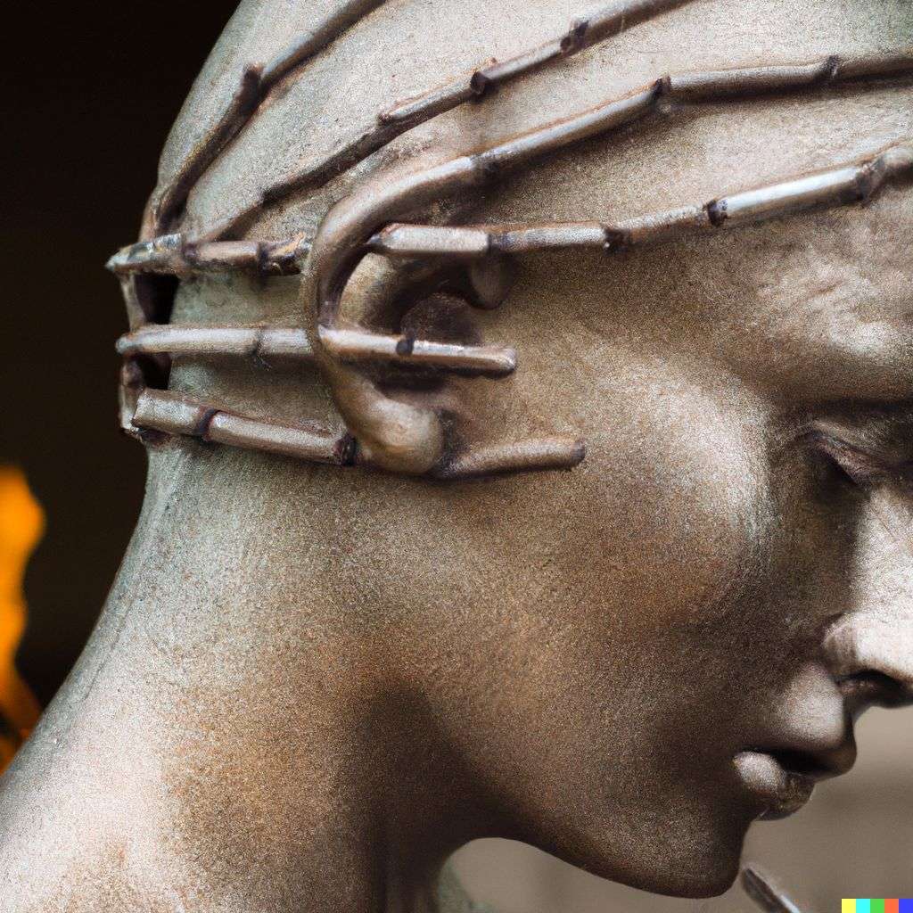 a representation of anxiety, bronze sculpture